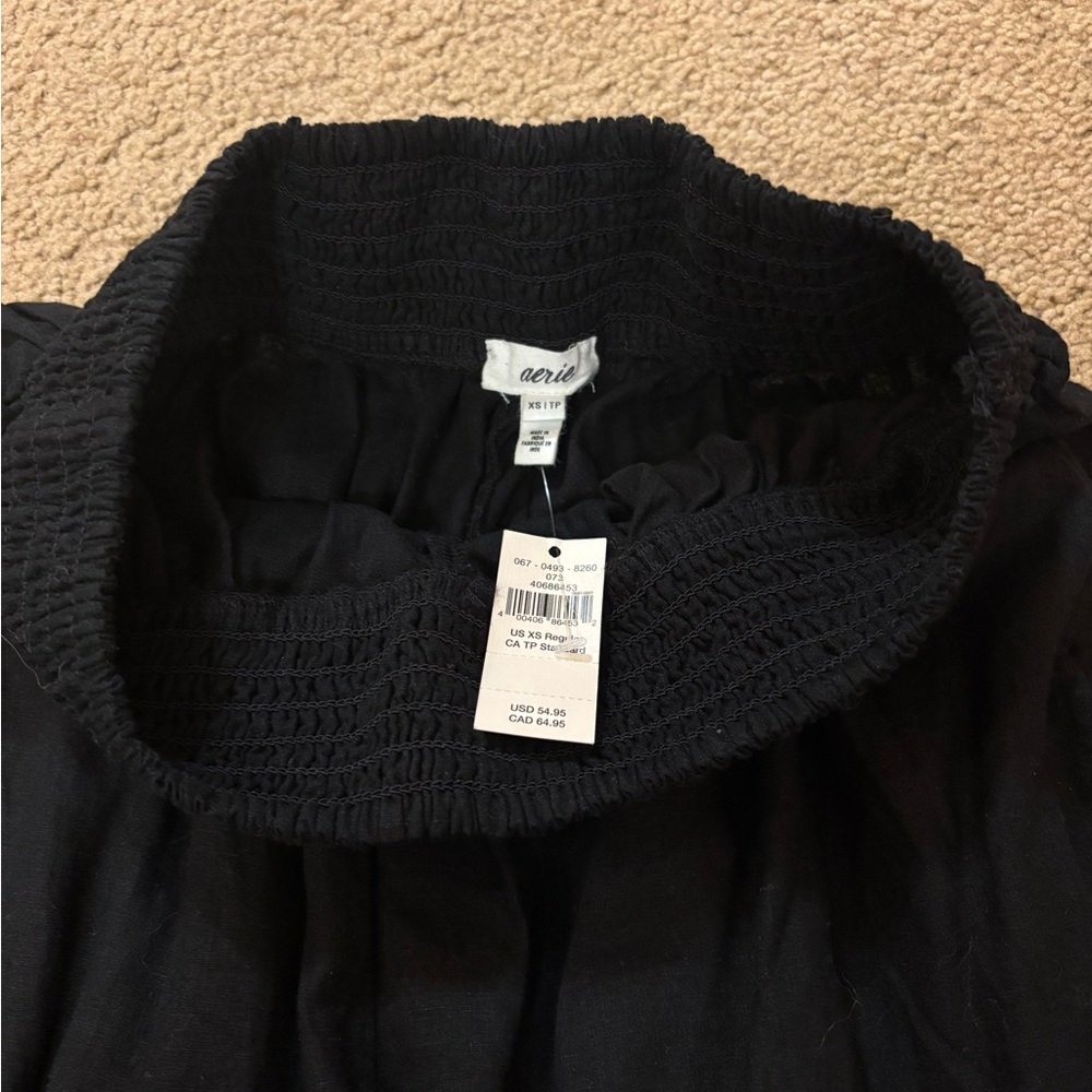 NWT Aerie Black Wide-Leg Linen Pants - XS - Picture 4 of 11